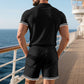 Camiseta y pantalones cortos casuales de manga corta con solapa para hombre