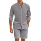 Conjunto informal de dos piezas de top y pantalones cortos de lino para hombre