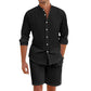 Conjunto informal de dos piezas de top y pantalones cortos de lino para hombre
