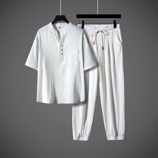Conjunto de Top y Pantalones Jogger con Cuello en V para Hombre