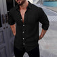 Camisas de lino de manga larga con botones para hombre (50 % de descuento)