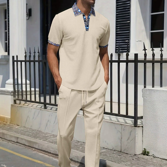 Conjunto casual de 2 piezas de top y pantalón para hombre