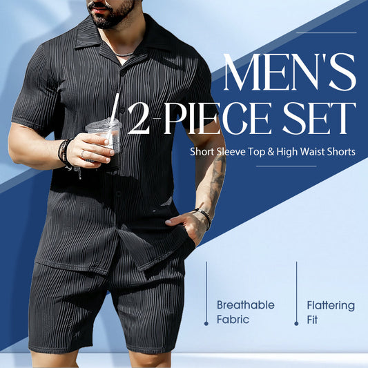 Conjunto de 2 piezas de camiseta y pantalones cortos de manga corta para hombre