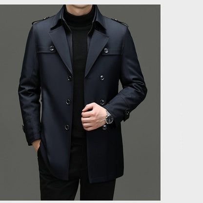 Abrigo trench de longitud media para hombres con forro interior desmontable - ENVÍO GRATIS