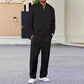 Conjunto de sudadera de punto gofre y pantalón recto para hombre