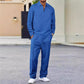 Conjunto de sudadera de punto gofre y pantalón recto para hombre