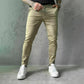 Pantalones casuales de color sólido de corte ajustado para hombre