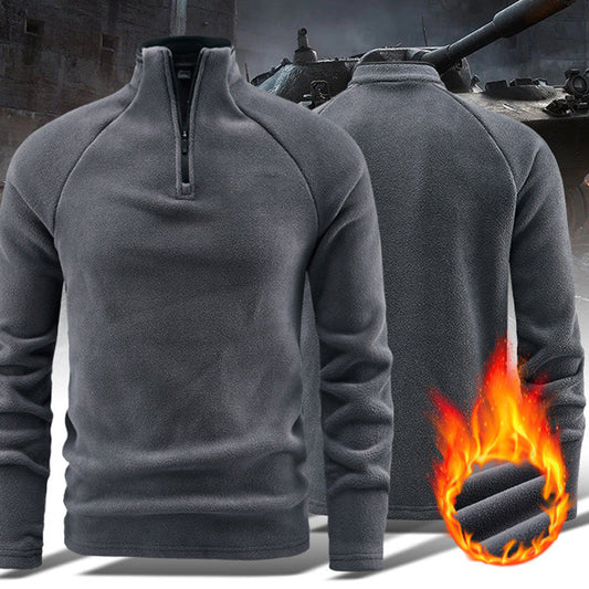 Camisetas de manga larga con media cremallera, cálidas y lisas, para hombre