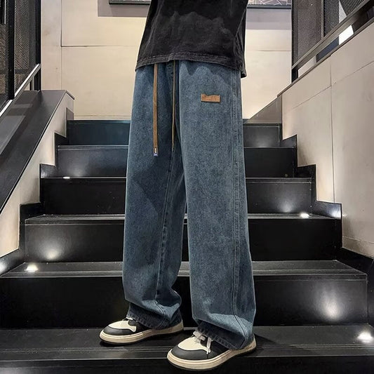 📢 ¡50% DE DESCUENTO! ⏰ Jeans informales de corte holgado y pierna ancha para hombre