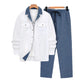 Conjunto de 2 piezas de camisa y pantalón de manga larga con solapa informal para hombre