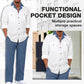Conjunto de 2 piezas de camisa y pantalón de manga larga con solapa informal para hombre