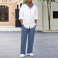 Conjunto de 2 piezas de camisa y pantalón de manga larga con solapa informal para hombre