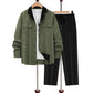 Conjunto de 2 piezas de camisa y pantalón de manga larga con solapa informal para hombre