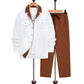 Conjunto de 2 piezas de camisa y pantalón de manga larga con solapa informal para hombre