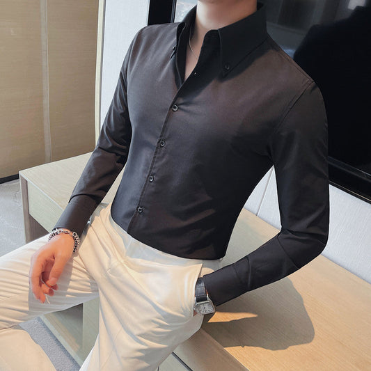 Camisa clásica de manga larga ajustada para hombre