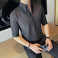 Camisa clásica de manga larga ajustada para hombre