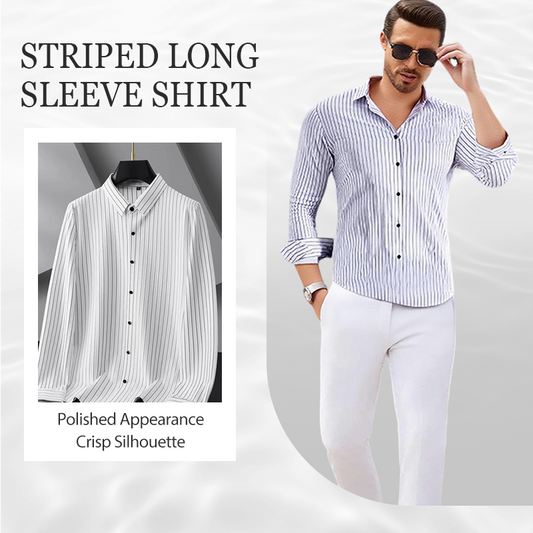 Camisa clásica de rayas de manga larga para hombre