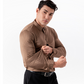 Camisa clásica de rayas de manga larga para hombre