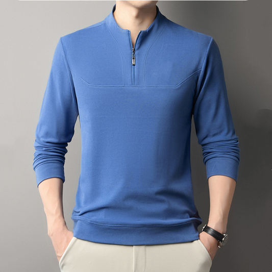Sudadera casual de manga larga con cremallera de cuarto para hombre