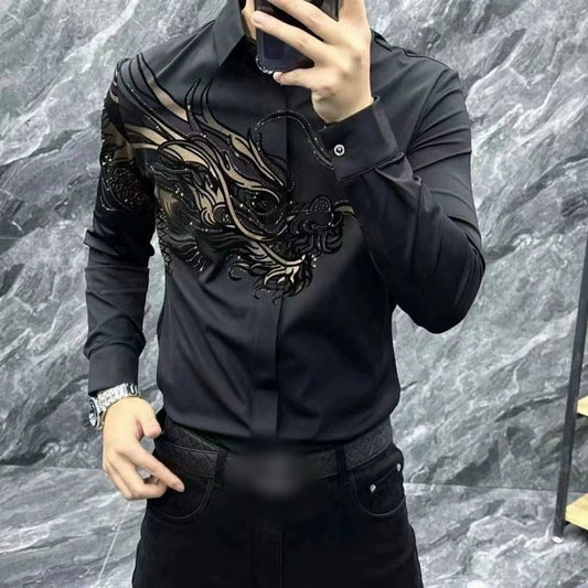 🔥Oferta especial 2025🔥 Camisa estampada de corte entallado para hombre: ¡llama la atención de todas las miradas!