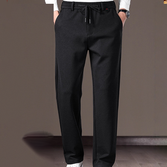 Pantalones casuales cálidos con cordón para hombre de ajuste clásico