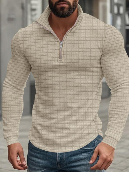 Sudadera de manga larga con media cremallera y cuello alto para hombre