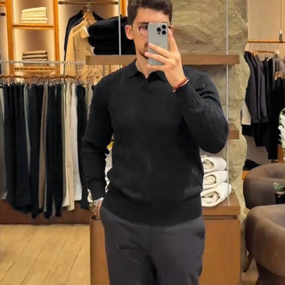 Suéter informal de punto para hombre con cuello de solapa