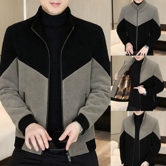 Chaqueta de hombre con cuello alto y cremallera y diseño color block
