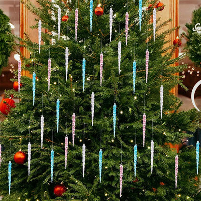 12 Piezas de Adornos de Hielos para Árbol de Navidad con Brillo