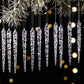 12 Piezas de Adornos de Hielos para Árbol de Navidad con Brillo