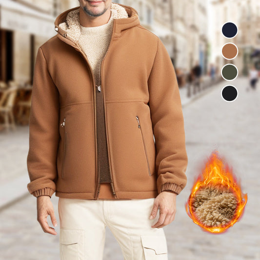 Chaqueta con capucha y cremallera para hombre, estilo informal y abrigada.