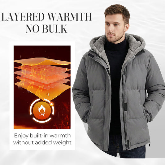 ⏳Oferta por tiempo limitado: 50% de descuento⏰ Abrigo con capucha para hombre, resistente al frío, cortavientos y con forro térmico 🪶🧥