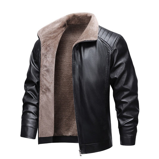 📢 ¡50% DE DESCUENTO! ⏰ Chaqueta de invierno para hombre de cuero sintético con forro de felpa.