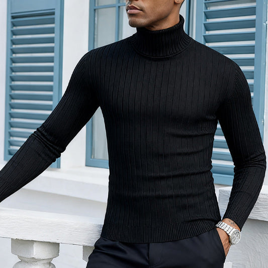 Jersey de cuello alto acanalado para hombre