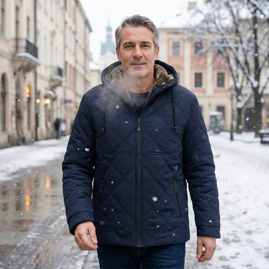 Chaqueta de invierno para hombre con capucha y forro de felpa.
