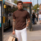 Camiseta informal de corte ajustado con cuello alto
