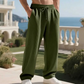 Pantalones casuales de hombre de pierna ancha con textura acanalada