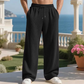 Pantalones casuales de hombre de pierna ancha con textura acanalada