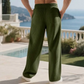 Pantalones casuales de hombre de pierna ancha con textura acanalada