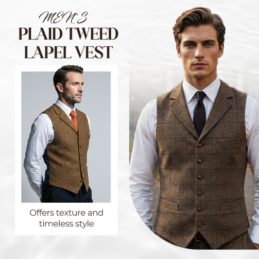 Chaleco de tweed a cuadros con solapas para hombre - COMPRA 2 ENVÍO GRATIS