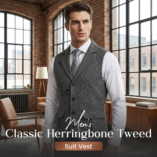 📢📢 ¡50% DE DESCUENTO!!! ⏰Chaleco de traje de tweed con espiga clásico para hombre