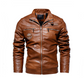 Chaqueta de Motorista de Cuero Sintético Forrada para Hombre