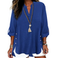 🔥Gran oferta🔥 Top casual liso con botones y aberturas laterales