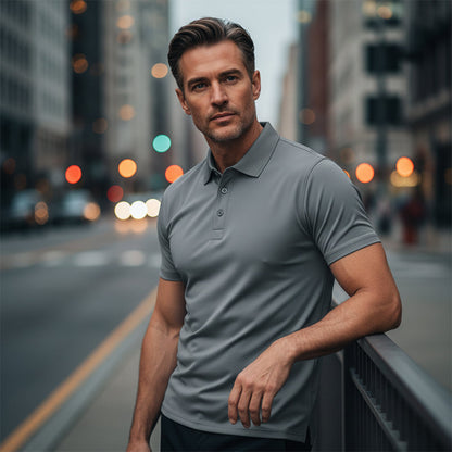 Playera con Cuello Camisero para Hombre de Manga Corta y Secado Rápido