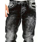 Vaqueros vaqueros elásticos creativos de moda masculina, estilo minimalista adecuado para el verano, estilo emo
