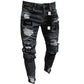 🔥 ¡50% DE DESCUENTO AHORA! 👖 Vaqueros ajustados rotos para hombre – Diseño con parches modernos y denim resistente 🎨👟