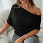 👚 Top asimétrico de manga murciélago con hombros descubiertos para mujer: elegancia dramática y comodidad suave 🦇✨