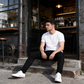 Pantalones vaqueros ajustados de mezclilla elástica para hombre