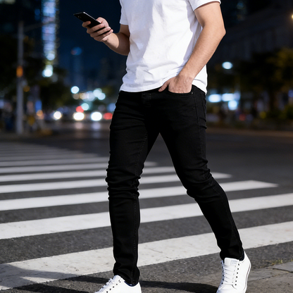 Pantalones vaqueros ajustados de mezclilla elástica para hombre