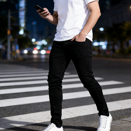 Pantalones vaqueros ajustados de mezclilla elástica para hombre
